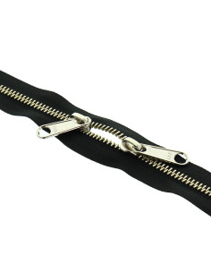 Cierre de metal espalda con espalda para bolsas 40 cm - Negro y plata