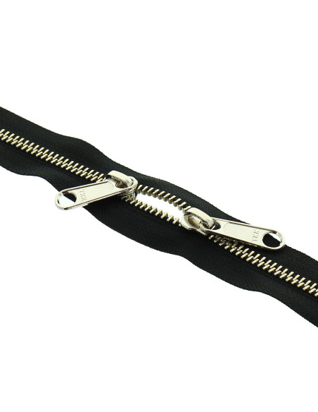 Cierre de metal espalda con espalda para bolsas 40 cm - Negro y plata