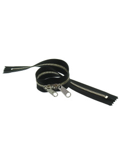 Cierre de metal espalda con espalda para bolsas 40 cm - Negro y plata 2