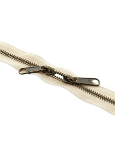 Cierre de metal espalda con espalda para bolsas de 40 cm - Beige y bronce