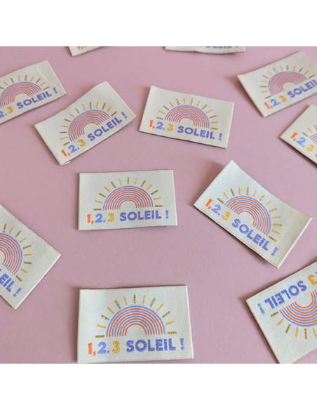 Juego de 6 etiquetas tejidas - 1, 2, 3 sol
