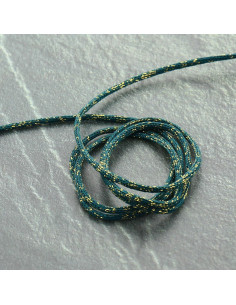 Cordón lurex Saxo 2 mm - Azul petróleo y oro