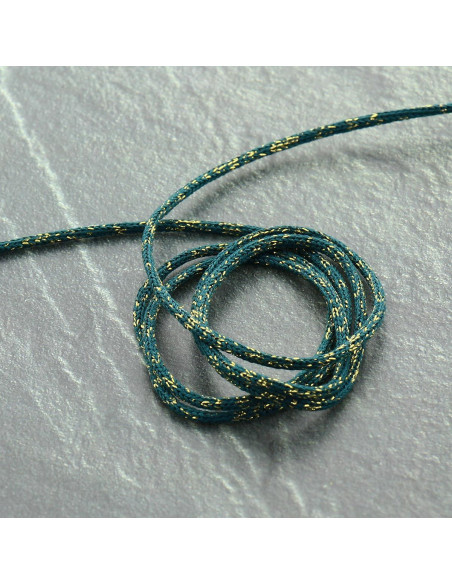Cordón lurex Saxo 2 mm - Azul petróleo y oro
