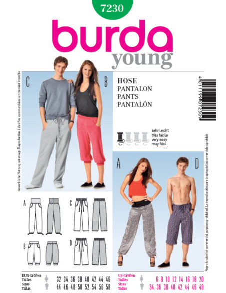 Patrón de pantalón - Burda 7230