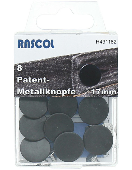Caja de 8 botones vaqueros 17mm Rascol - Negro mate