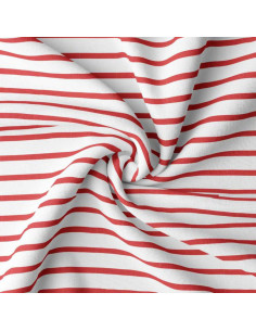 Tejido de punto a rayas bretonas - Blanco y rojo