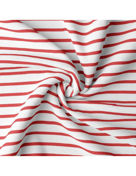 Tejido de punto a rayas bretonas - Blanco y rojo