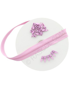 Rollo de 10 metros de cierre de nylon - Rosa