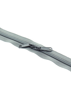 Cierre de nylon espalda con espalda para bolsas 60 cm - Gris