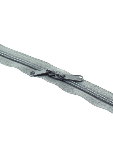 Cierre de nylon espalda con espalda para bolsas 60 cm - Gris