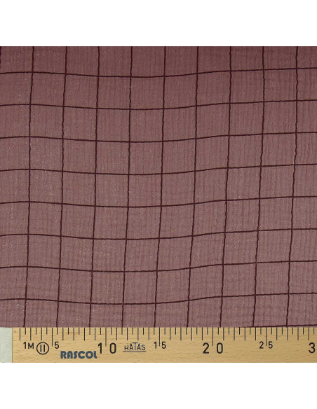 Tejido de doble gasa a cuadros - Castaño y café negro