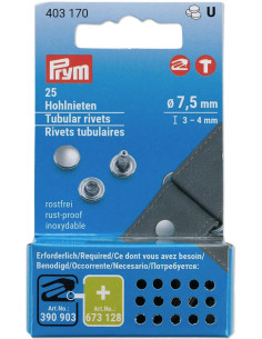 Juego de 25 remaches tubulares de 3-4 mm plateados VARIO Creative Tool