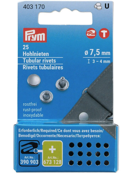 Juego de 25 remaches tubulares de 3-4 mm plateados VARIO Creative Tool