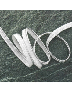 Cordón trenzado metalizado - Plata con trama blanca