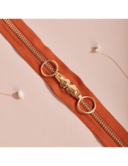 Cierre de doble cursor Gold y Chesnut 40 cm - Atelier Brunette