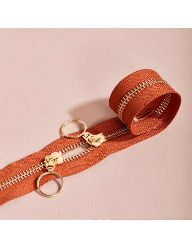 Cierre de doble cursor Gold y Chesnut 40 cm - Atelier Brunette