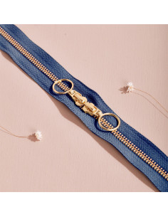 Cierre de doble cursor Gold y Cobalt 40 cm - Atelier Brunette