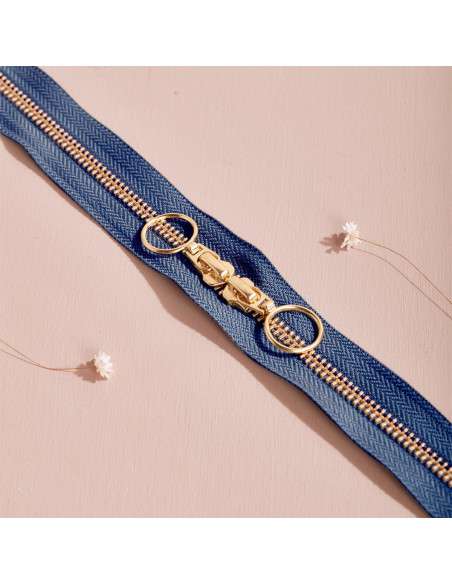 Cierre de doble cursor Gold y Cobalt 40 cm - Atelier Brunette
