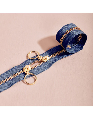 Cierre de doble cursor Gold y Cobalt 40 cm - Atelier Brunette