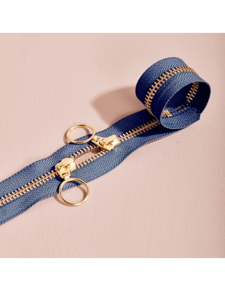 Cierre de doble cursor Gold y Cobalt 40 cm - Atelier Brunette