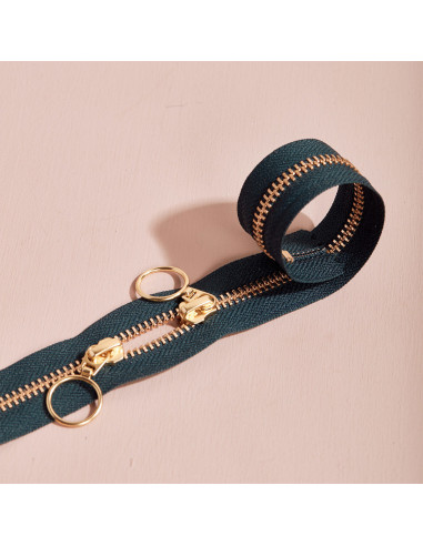 Cierre de doble cursor Gold y Forest 40 cm - Atelier Brunette