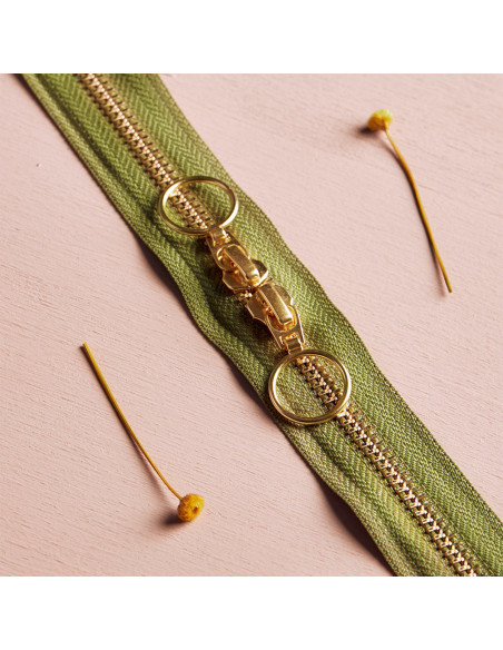 Cierre de doble cursor Gold y Matcha Leaf 40 cm - Atelier Brunette