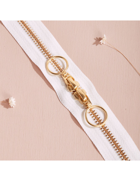 Cierre de doble cursor Gold y Off White 40 cm - Atelier Brunette