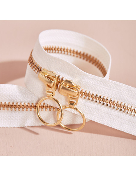 Cierre de doble cursor Gold y Off White 40 cm - Atelier Brunette