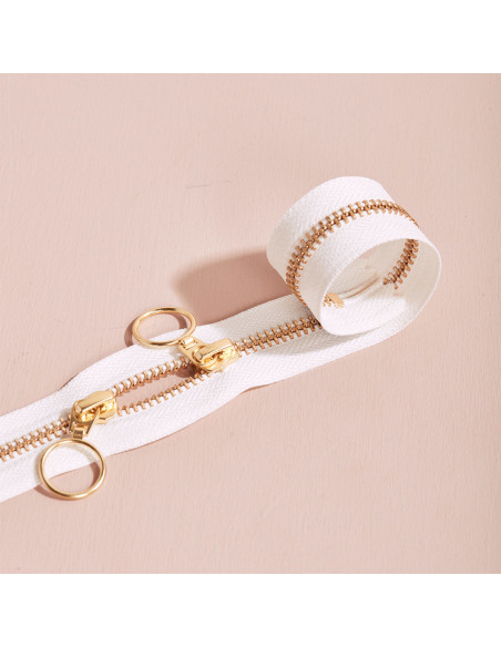 Cierre de doble cursor Gold y Off White 40 cm - Atelier Brunette