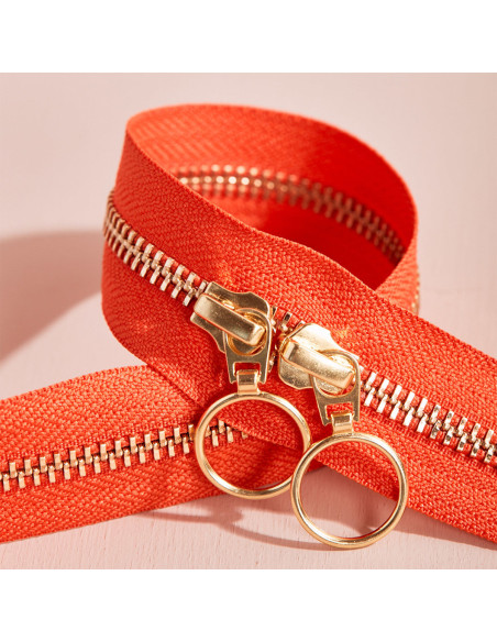 Cierre de doble cursor Gold y Tangerine 40 cm - Atelier Brunette