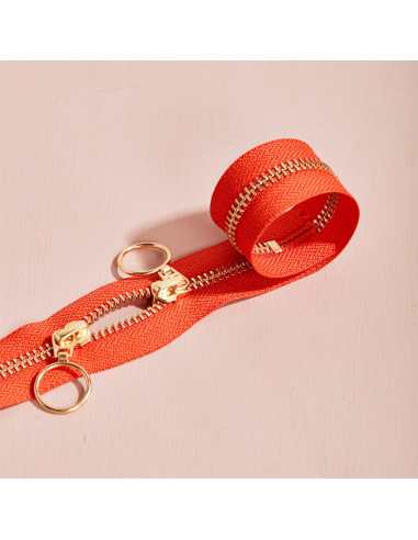 Cierre de doble cursor Gold y Tangerine 40 cm - Atelier Brunette