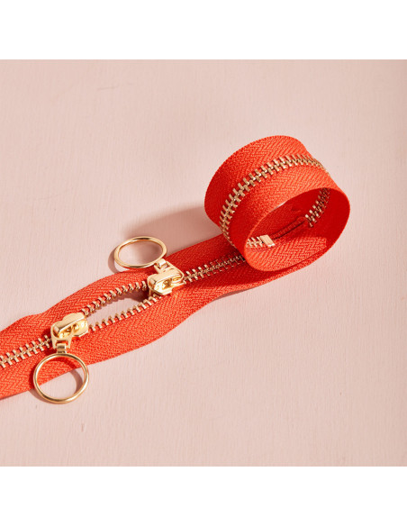 Cierre de doble cursor Gold y Tangerine 40 cm - Atelier Brunette