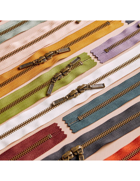 Cierre de doble cursor Latón y Divine Parma 40 cm - Atelier Brunette
