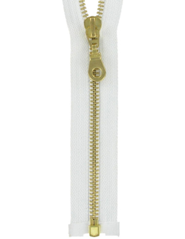 Cremallera separable de metal - Blanco con malla dorada