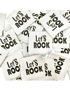 Lote de 5 etiquetas tejidas para coser Let´s Rock