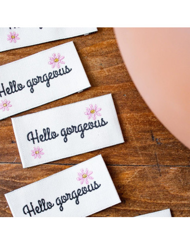 Lote de 5 etiquetas para coser - Hello gorgeous
