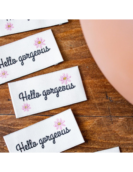 Lote de 5 etiquetas para coser - Hello gorgeous