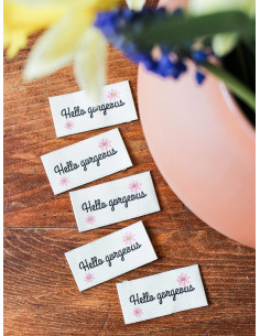Lote de 5 etiquetas para coser - Hello gorgeous 2