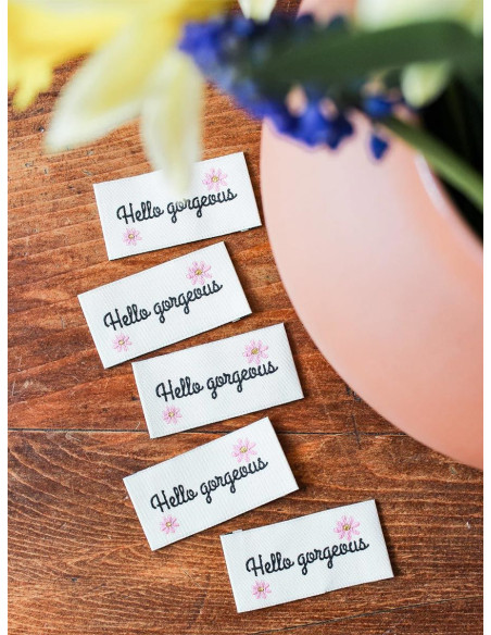Lote de 5 etiquetas para coser - Hello gorgeous