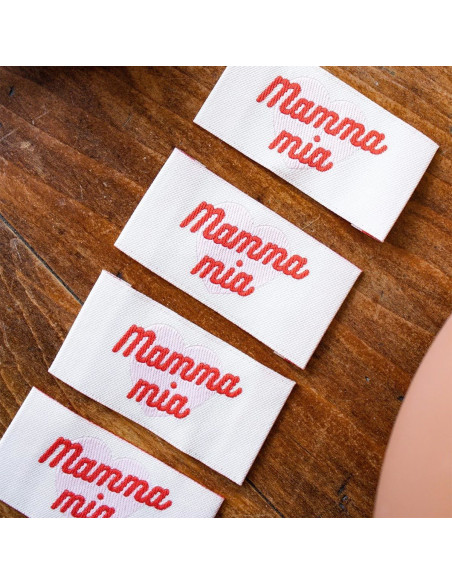 Lote de 5 etiquetas para coser - Mammia mia