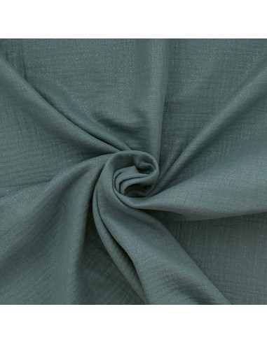 Tejido de doble gasa de algodón irisado - Gris azul