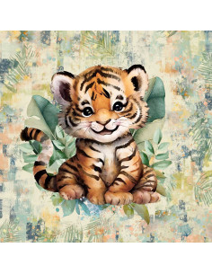 Panel de tela de sudadera ligera 40 cm x 50 cm - Tigre tropical