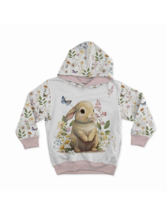 Panel de tela de sudadera ligera 40 cm x 50 cm - Conejo en el claro fondo crudo 2