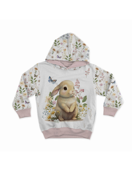 Panel de tela de sudadera ligera 40 cm x 50 cm - Conejo en el claro fondo crudo