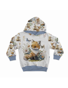 Panel de tela de sudadera ligera 40 cm x 50 cm - Zorro en el claro fondo crudo 2