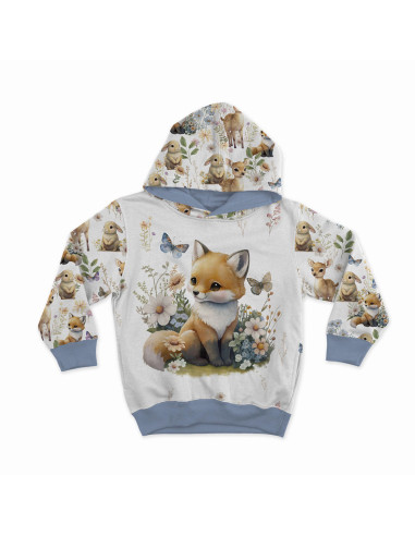 Panel de tela de sudadera ligera 40 cm x 50 cm - Zorro en el claro fondo crudo