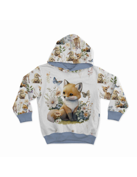 Panel de tela de sudadera ligera 40 cm x 50 cm - Zorro en el claro fondo crudo