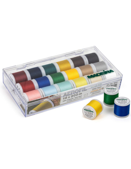 Caja de hilos de coser 200 m Aerofil Madeira