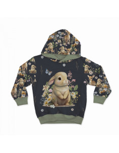 Panel de tela de sudadera ligera 40 cm x 50 cm - Conejo en el claro fondo gris oscuro 2