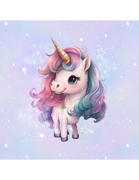 Panel de tela de sudadera ligera 40 cm x 50 cm - Unicornio flores mágicas